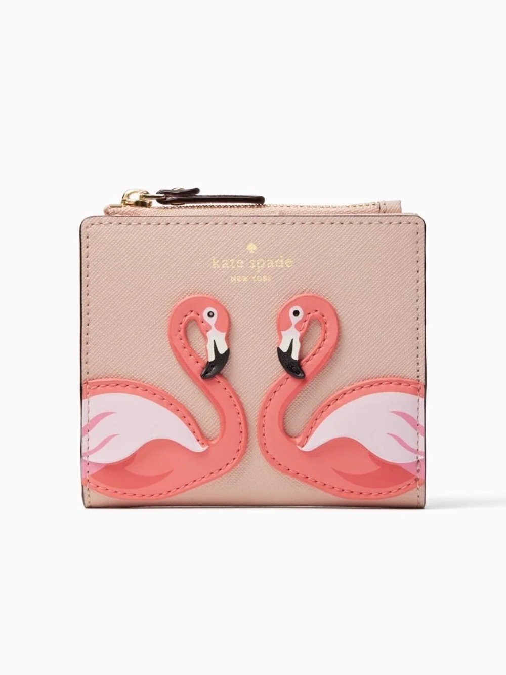 kate spade Pink Flamingo Appliqué Small Zip Wallet